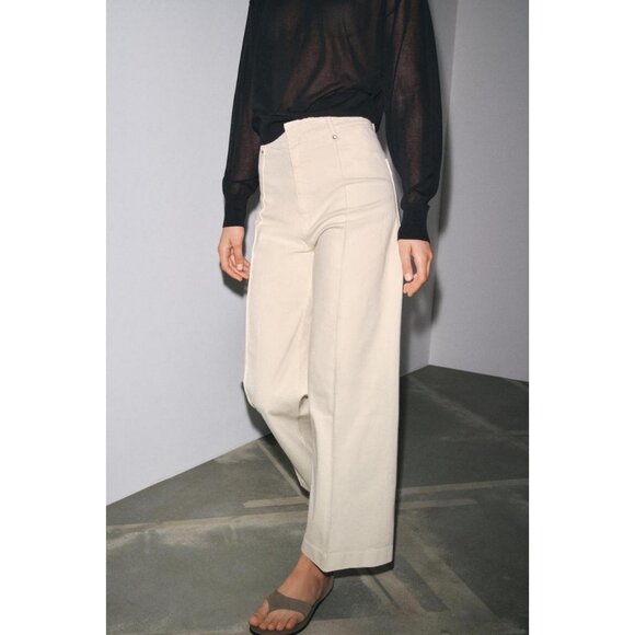 ZARA JEANS ZW COLLECTION TAILORED WIDE LEG HIGH-WAIST - Picture 1 of 8